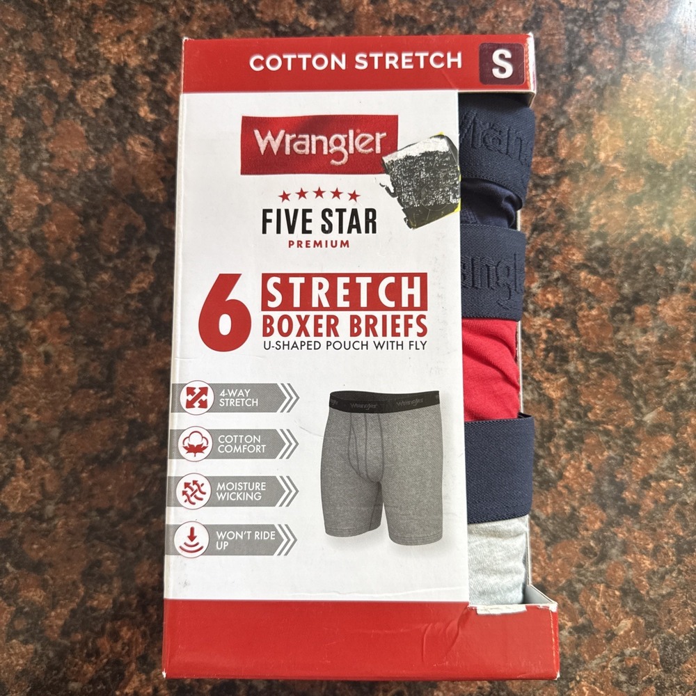 Wrangler Workwear Boxer Briefs 6 Pack Stretch Size S 28-30 Cotton Comfort